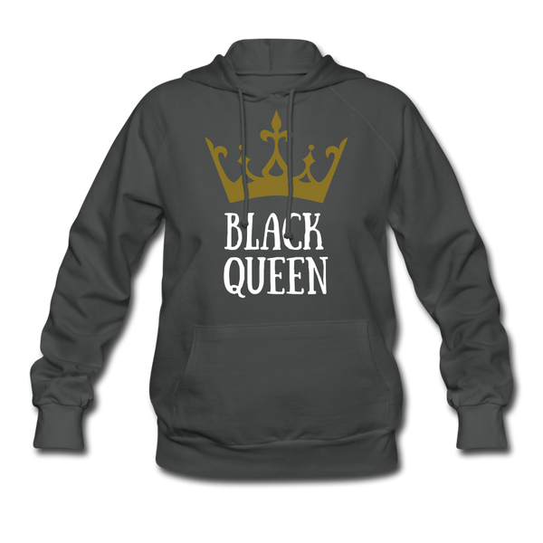 Women’s Premium Hoodie Black Queen Gold - asphalt