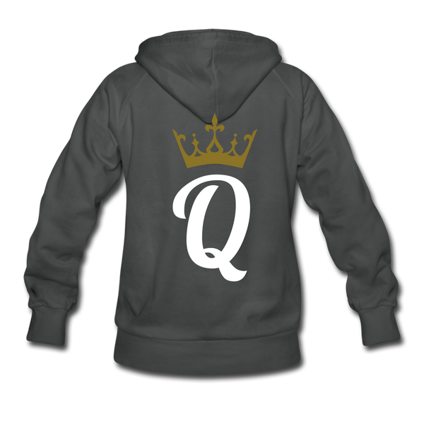 Women’s Premium Hoodie Black Queen Gold - asphalt